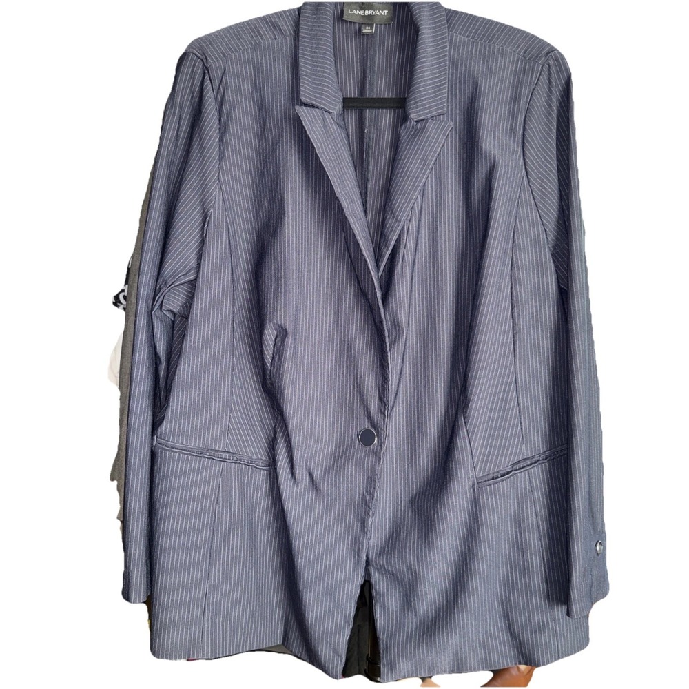 Lane Bryant Navy Blue Pinstripe Blazer Jacket Women Plus Size size 22 preloved